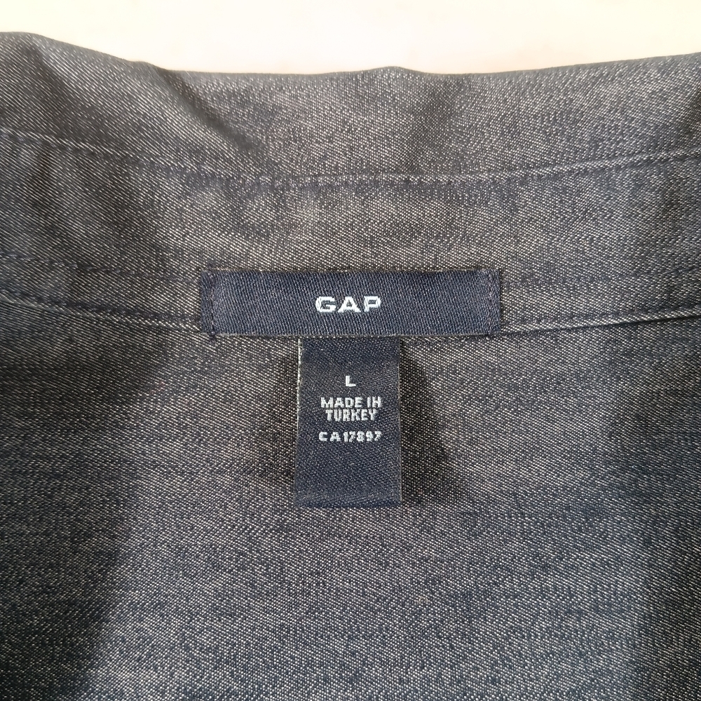 Vintage Gap Shirt Womens Large Blue Denim Pearl Snap Western Rodeo Flap Pocket - Picture 2 of 11